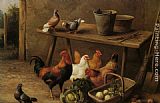 Chickens Wall Art - Chickens and Pigeons in a Farmyard